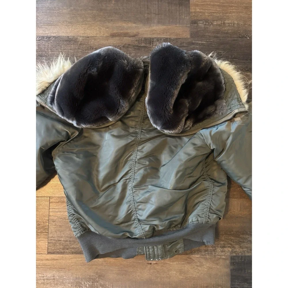 Vintage USAF N-2B Heavy Flying Bomber Jacket Mens Medium Fur Split Hood 6278F